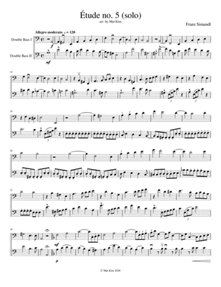 Franz Simandl Étude no. 5 in A minor (Allegro moderato) for Two Double Basses