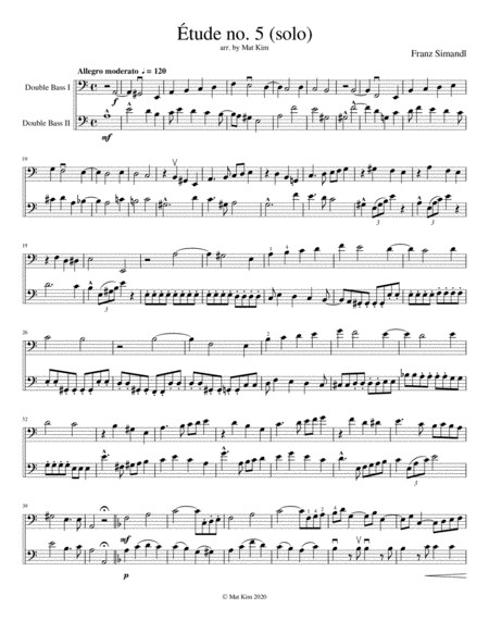 Franz Simandl Étude no. 5 in A minor (Allegro moderato) for Two Double Basses image number null