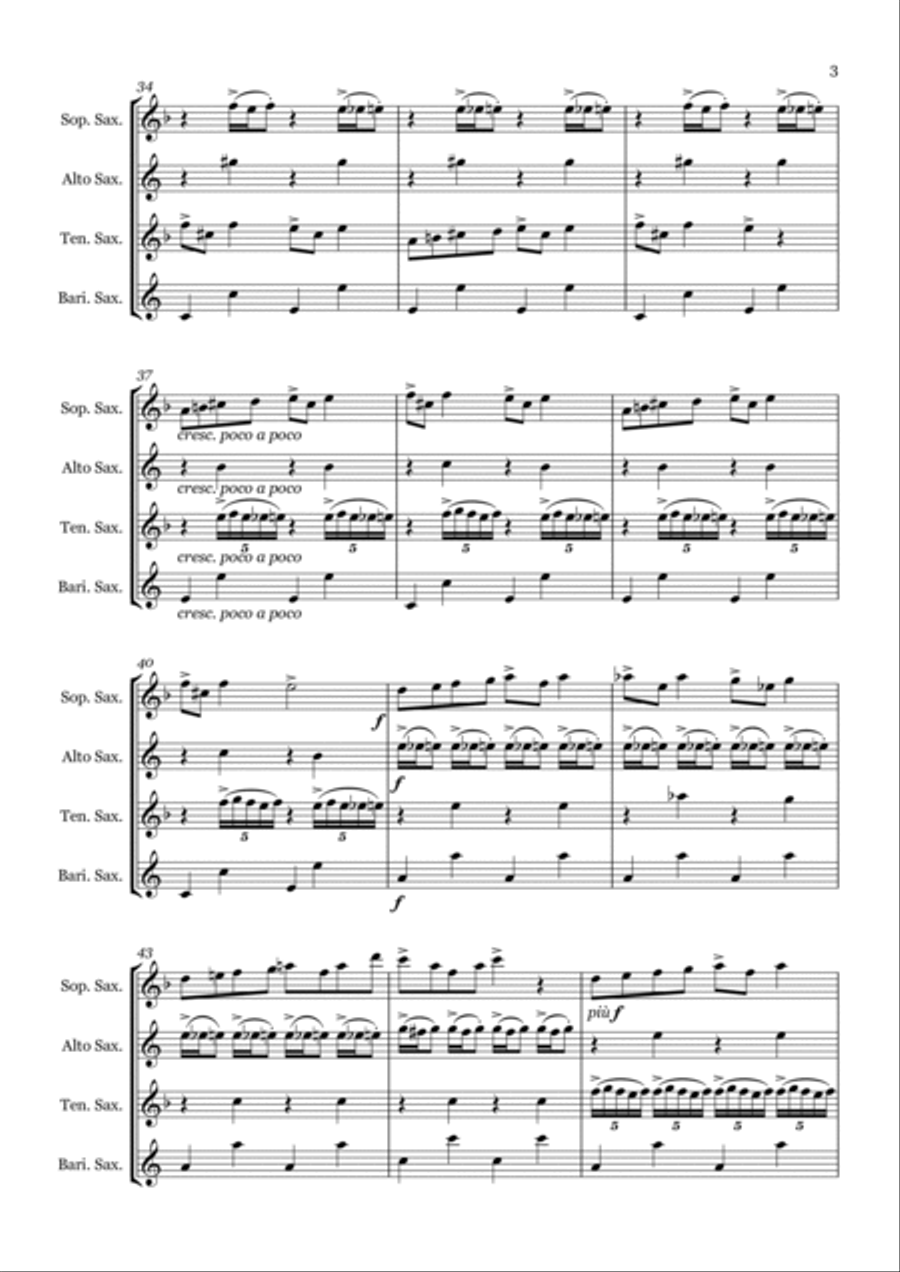 In the Hall of the Mountain King by Edvard Grieg - Saxophone quartet (SATB) Saxophone Quartet scores gallery preview page 3