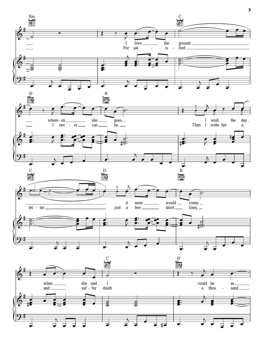 Black Is The Colour Black Is The Colour Piano, Vocal, Guitar scores gallery preview page 3