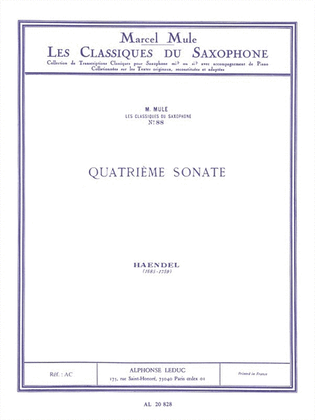 Book cover for Sonata No.4 (classiques No.88) (saxophone-alto & Piano)