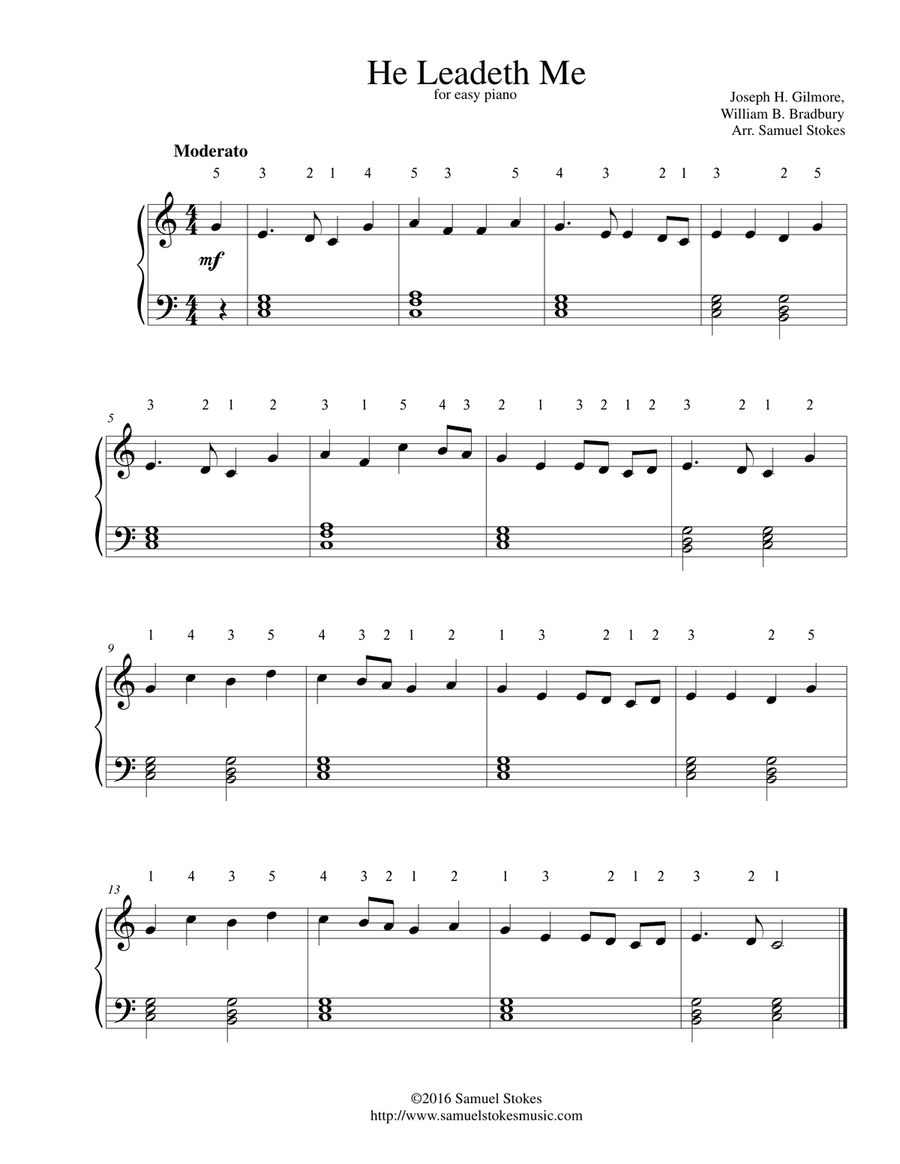 He Leadeth Me - for easy piano Piano Method scores gallery preview page 1
