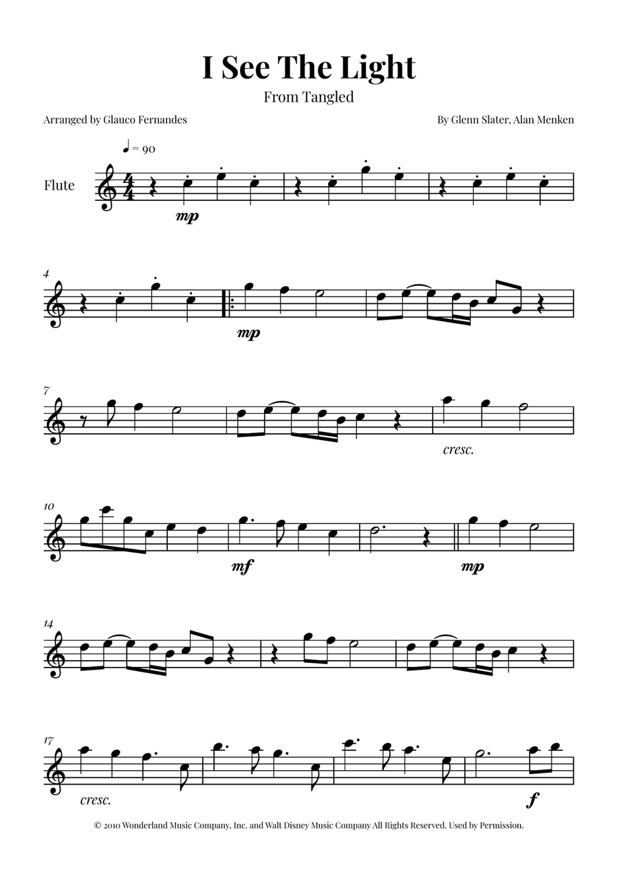 I See The Light Flute Solo scores gallery preview page 1