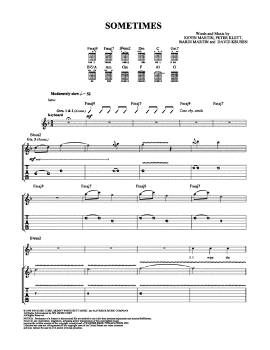 Sometimes Electric Guitar scores gallery preview page 1