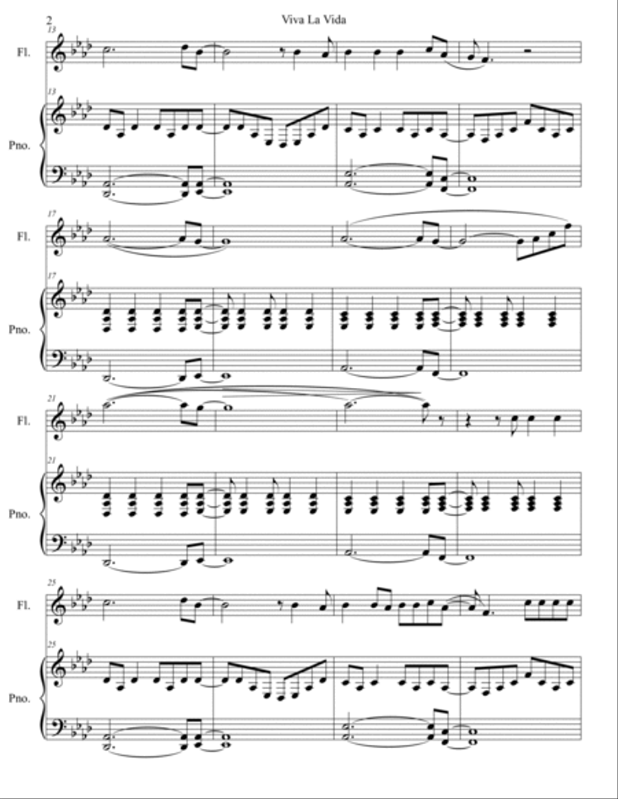 Viva La Vida Flute Solo scores gallery preview page 3