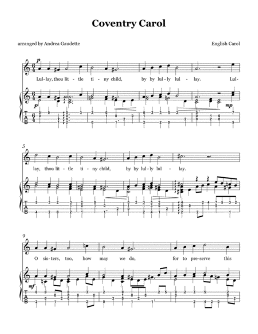 Coventry Carol Coventry Carol Ukulele scores gallery preview page 1