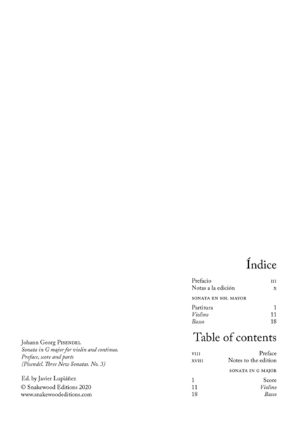 Pisendel. Sonata for Violin and continuo in G major (New Violin Sonata No.3)