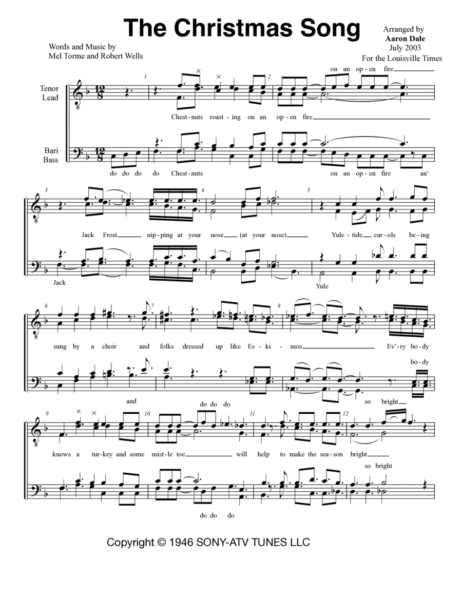 The Christmas Song (chestnuts Roasting On An Open Fire) TTBB scores gallery preview page 1