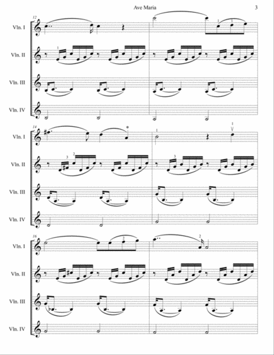 Bach/Gounod: Ave Maria - arr. for Violin Quartet String Orchestra scores gallery preview page 4