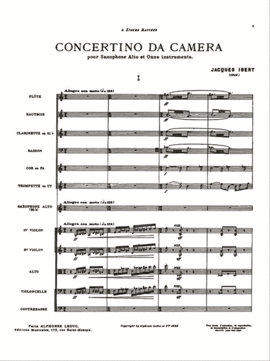 Concertino Da Camera - Mcmxxxv (alto Saxophone And 11 Instruments) Alto Saxophone scores gallery preview page 2