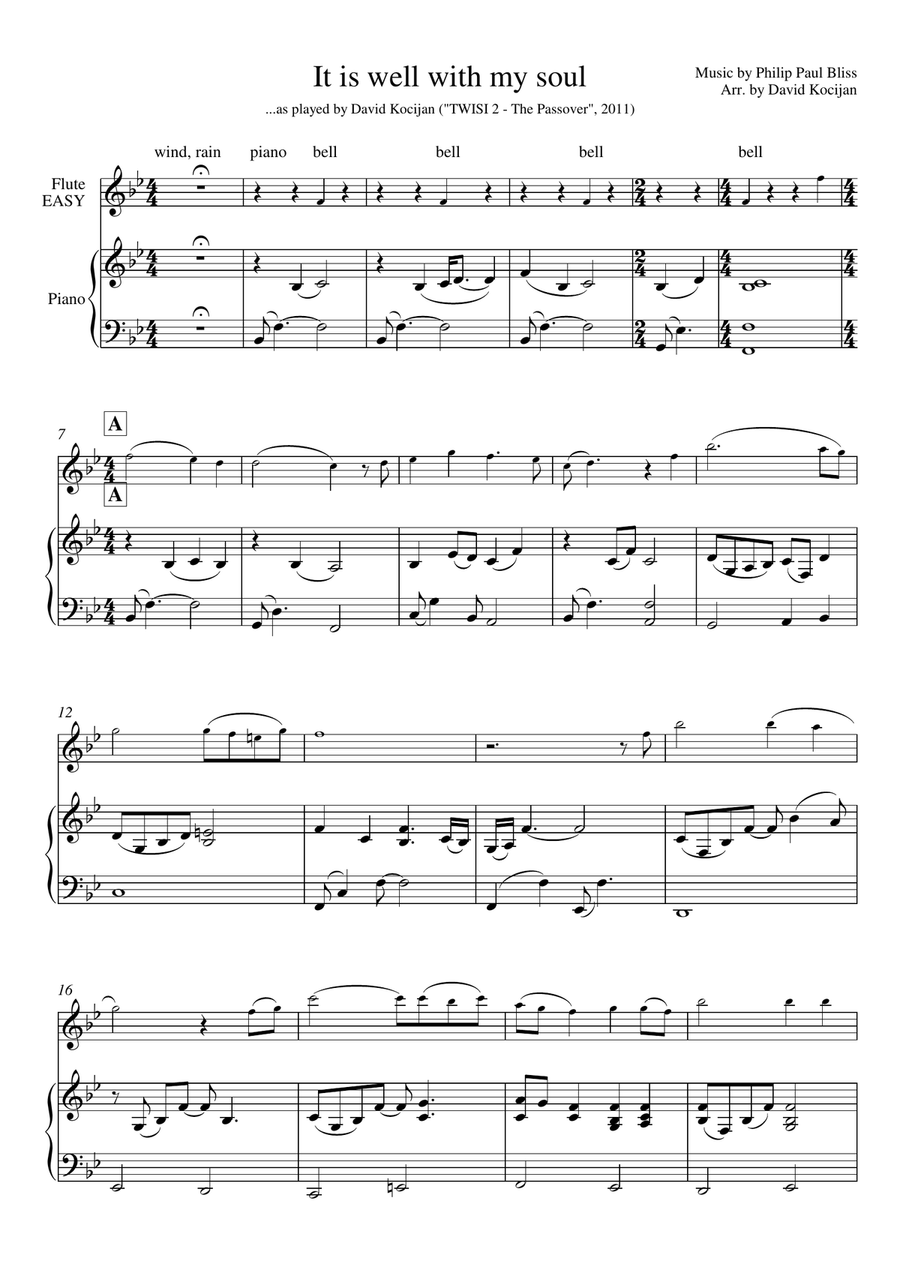 It is well with my soul (piano & flute) - EASY Flute Solo scores gallery preview page 1