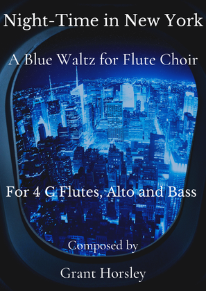 Book cover for "Night-Time in New York" A Blue Waltz for Flute Choir