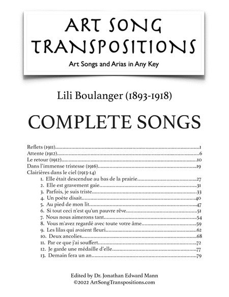 BOULANGER: COMPLETE SONGS (original keys) by Juliette Marie Olga (Lili) Boulanger Voice - Digital Sheet Music