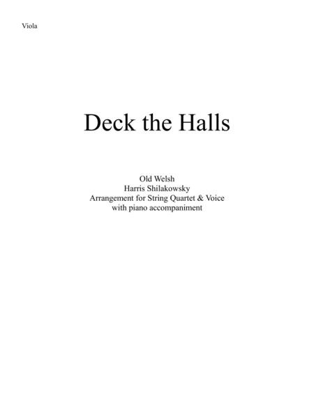 Deck the Halls for String Quartet with female vocal & piano arrangement
