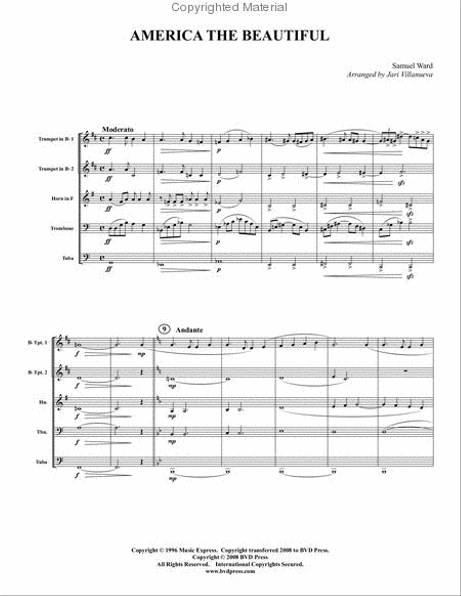 America the Beautiful Brass Quintet scores gallery preview page 2