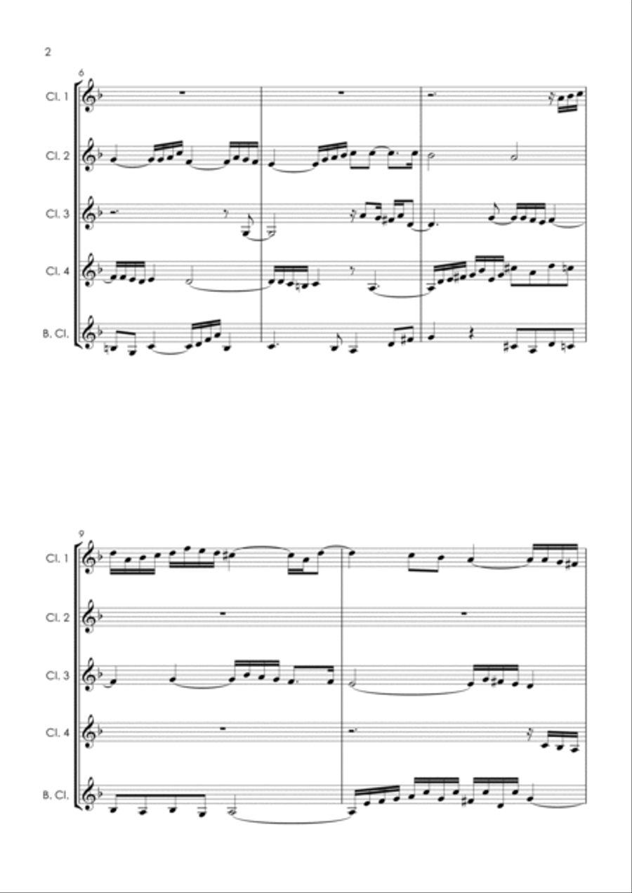 Prelude in C major, BWV 870a - clarinet quintet Clarinet Quintet scores gallery preview page 6