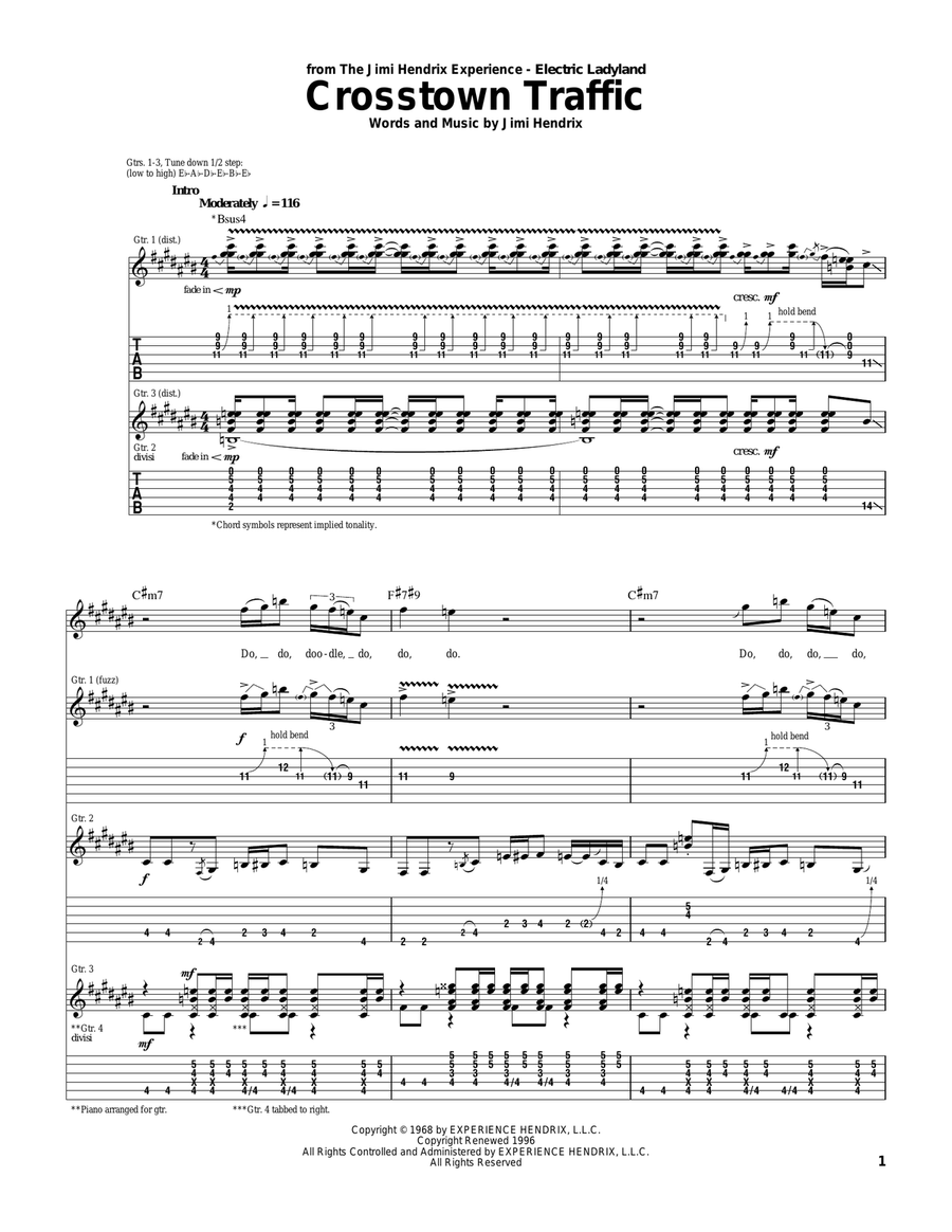 Crosstown Traffic Acoustic Guitar scores gallery preview page 1