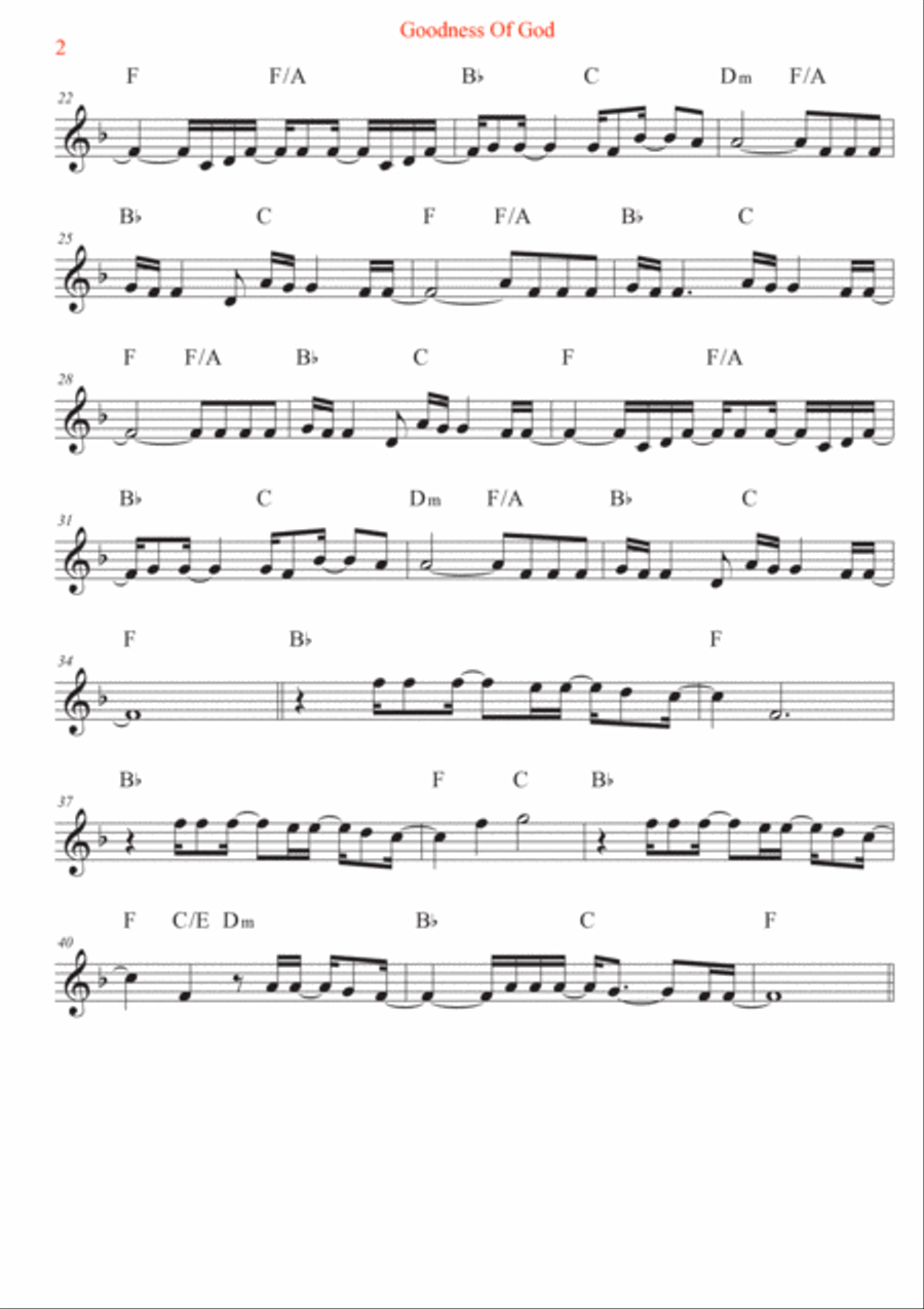 Goodness Of God Alto Saxophone scores gallery preview page 2