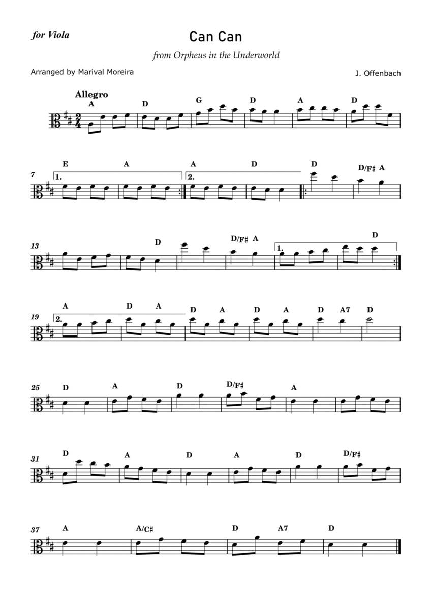 Can Can - J. Offenbach - Viola solo (with chords) image number null