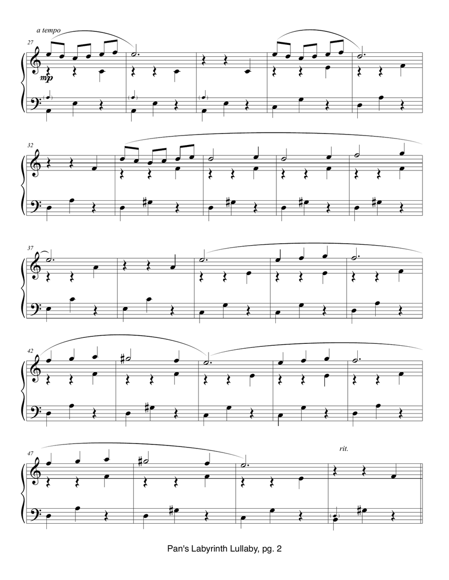 Pan's Labyrinth Lullaby Part scores gallery preview page 2