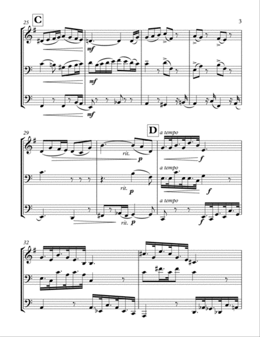 Larghetto from Terzetto Opus 74 by Antonin Dvořák Brass Ensemble scores gallery preview page 3