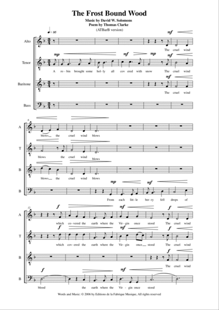 David W. Solomons - The Frostbound Wood for ATBB men's chorus a capella A Cappella scores gallery preview page 2