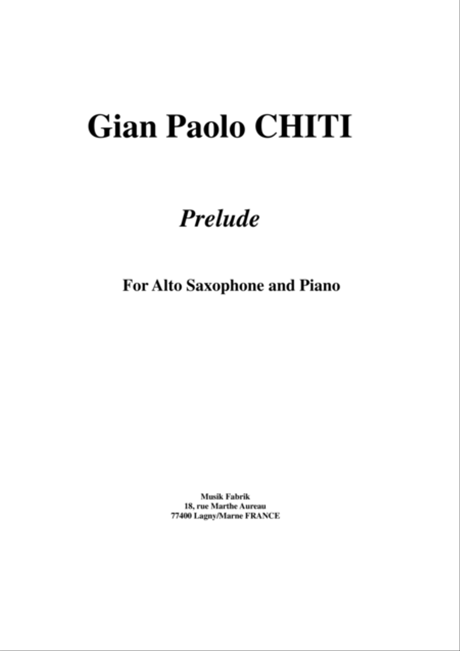 Gian Paolo Chiti: Prelude for alto saxophone and piano