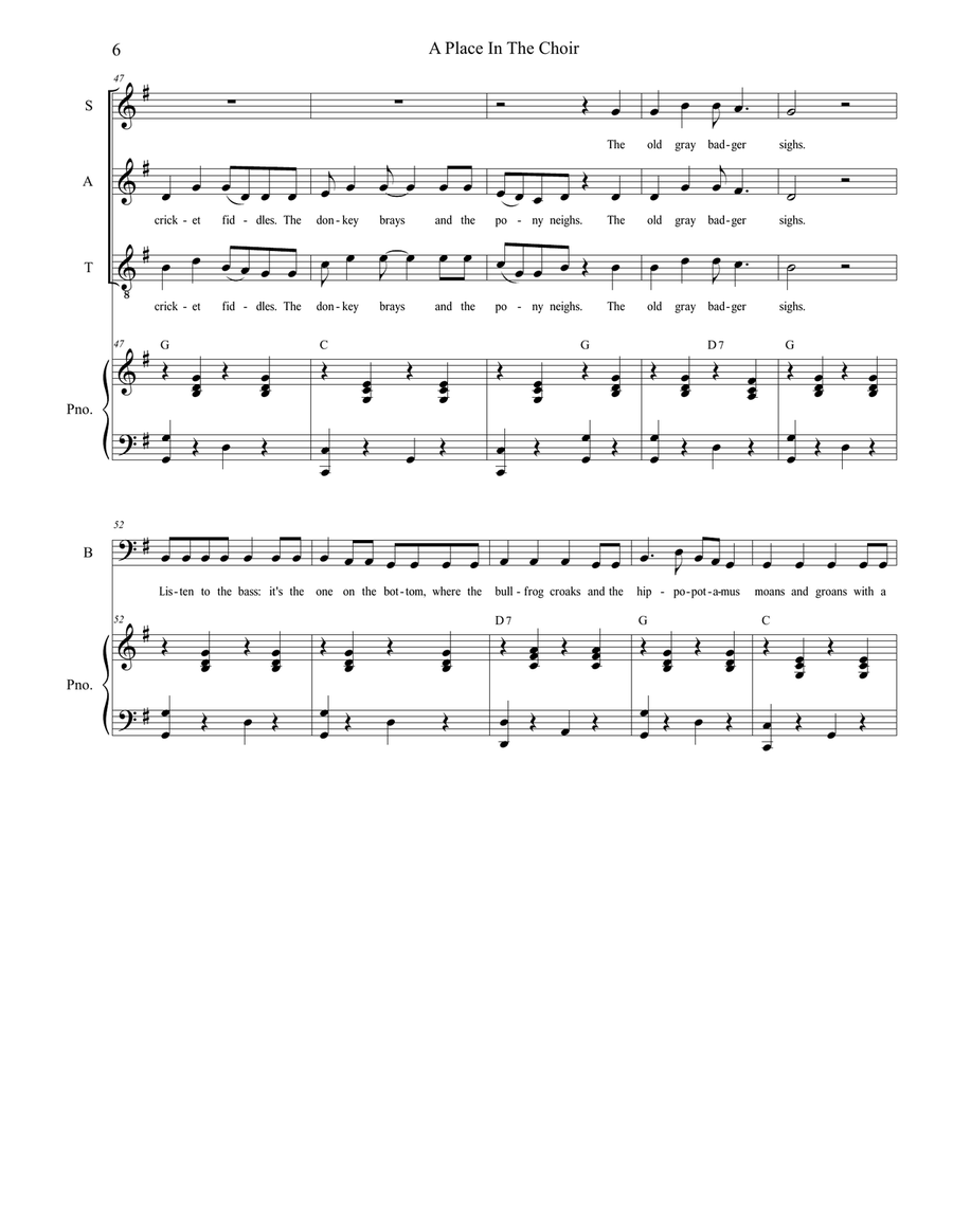 A Place In The Choir 4-Part scores gallery preview page 6