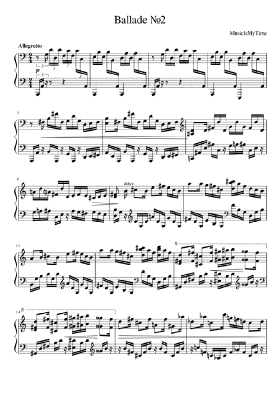 Ballade №2 Piano Solo scores gallery preview page 1