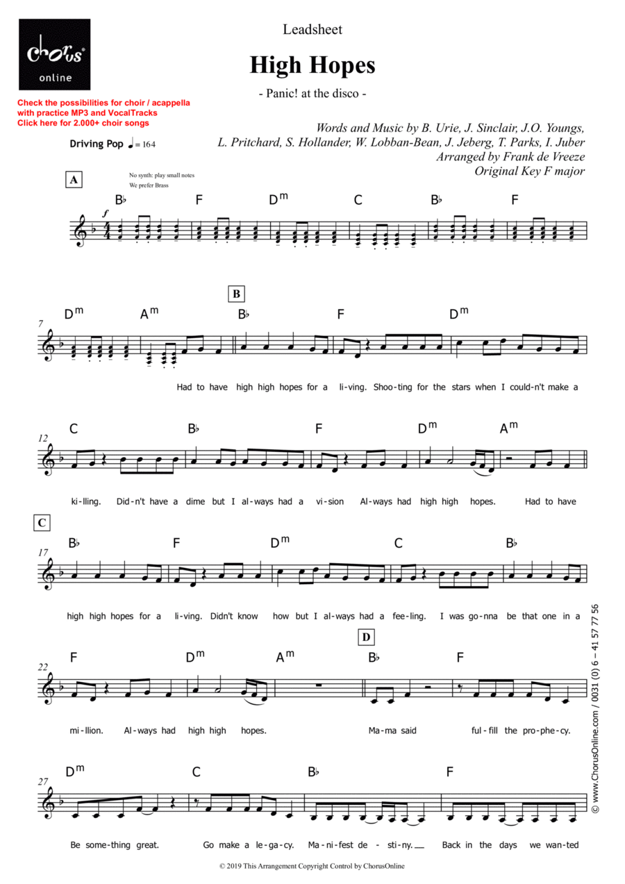 High Hopes Unison Choir scores gallery preview page 1