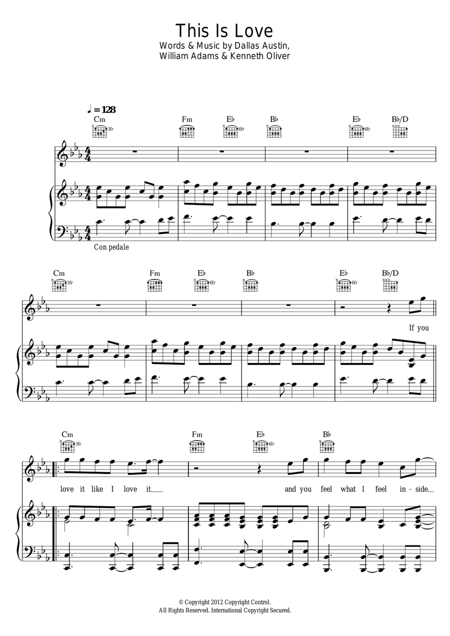 This Is Love Piano, Vocal scores gallery preview page 1