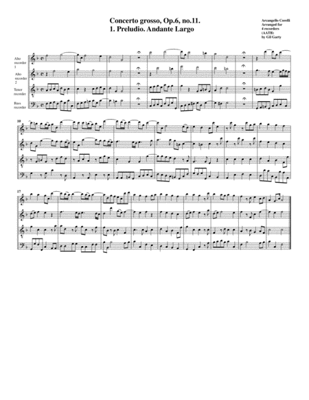 Concerto grosso, Op.6, no.11 (arrangement for 4 recorders)