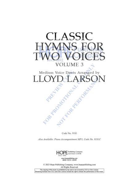 Classic Hymns for Two Voices Vol. 3