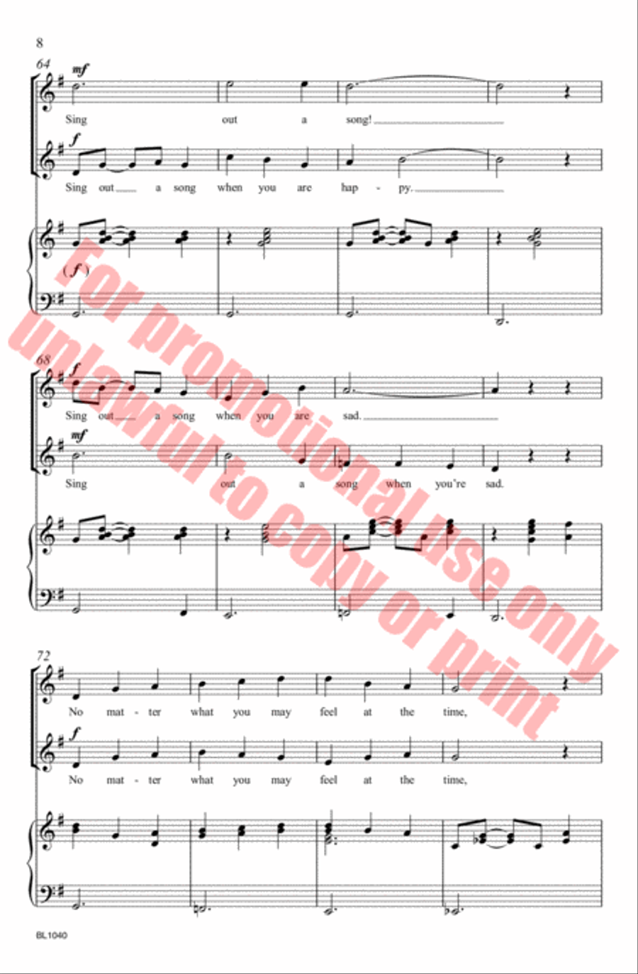 Sing Out a Song! Choir scores gallery preview page 9