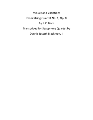 Minuet and Variations from String Quartet No. 1 op 8 by J. C. Bach