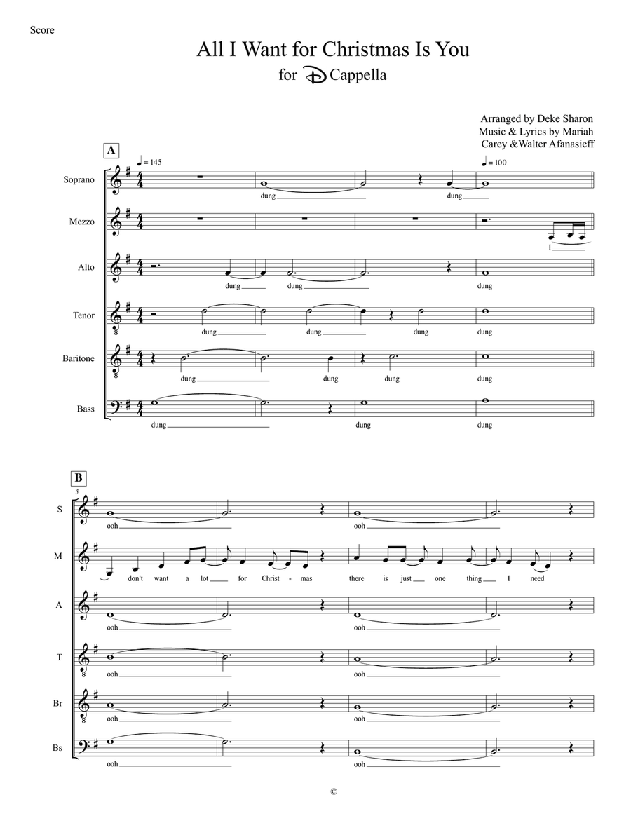 All I Want For Christmas Is You Divisi scores gallery preview page 1