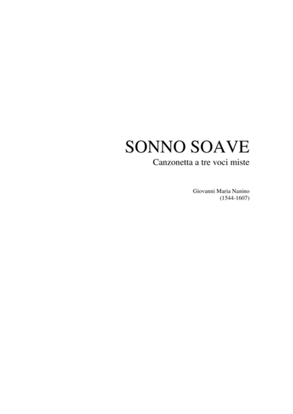 SONNO SOAVE - Canzonetta a tre voci miste SAB - G.M.Nanino (1544-1607) image number null