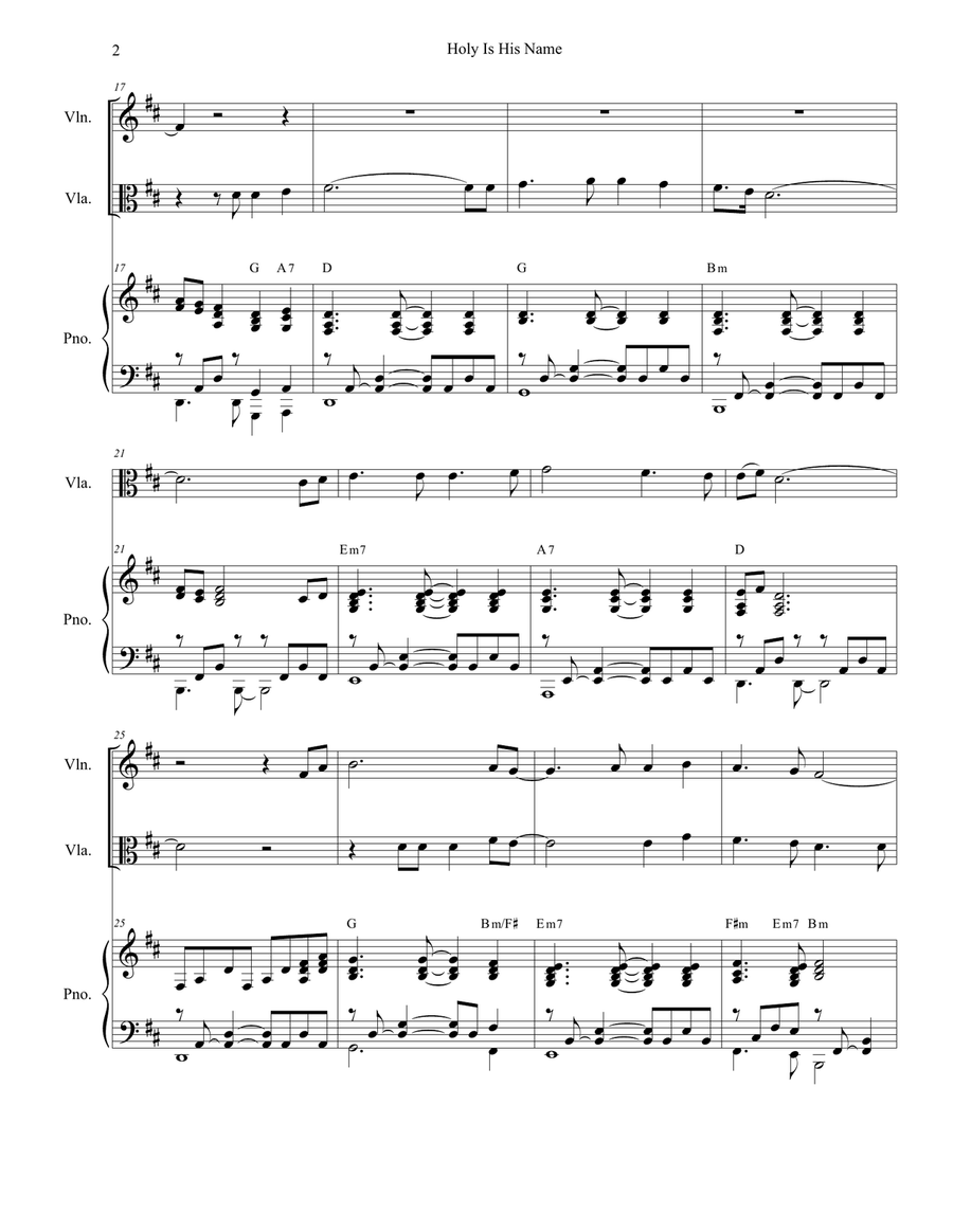 Holy Is His Name String Duet scores gallery preview page 2