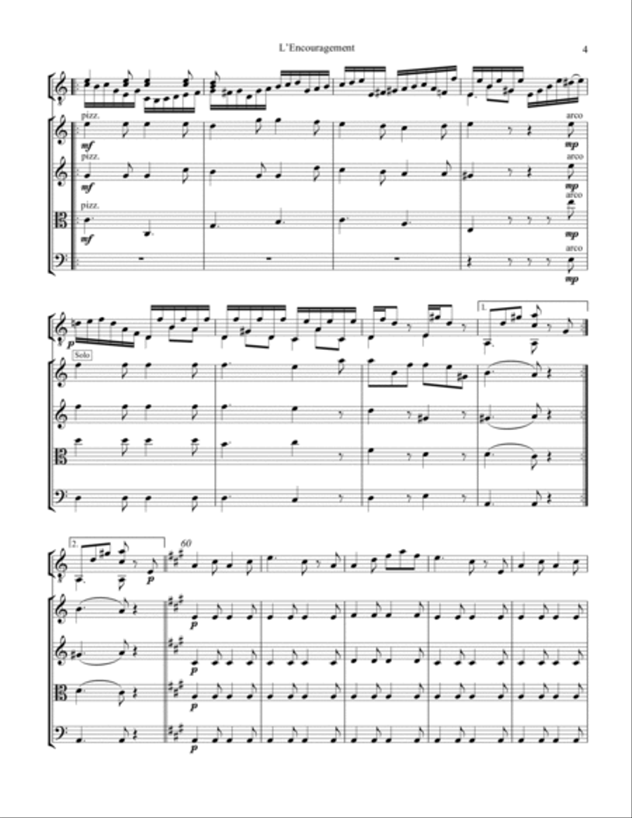 L'Encouragement Op. 34 for guitar and string quartet Chamber Orchestra scores gallery preview page 5
