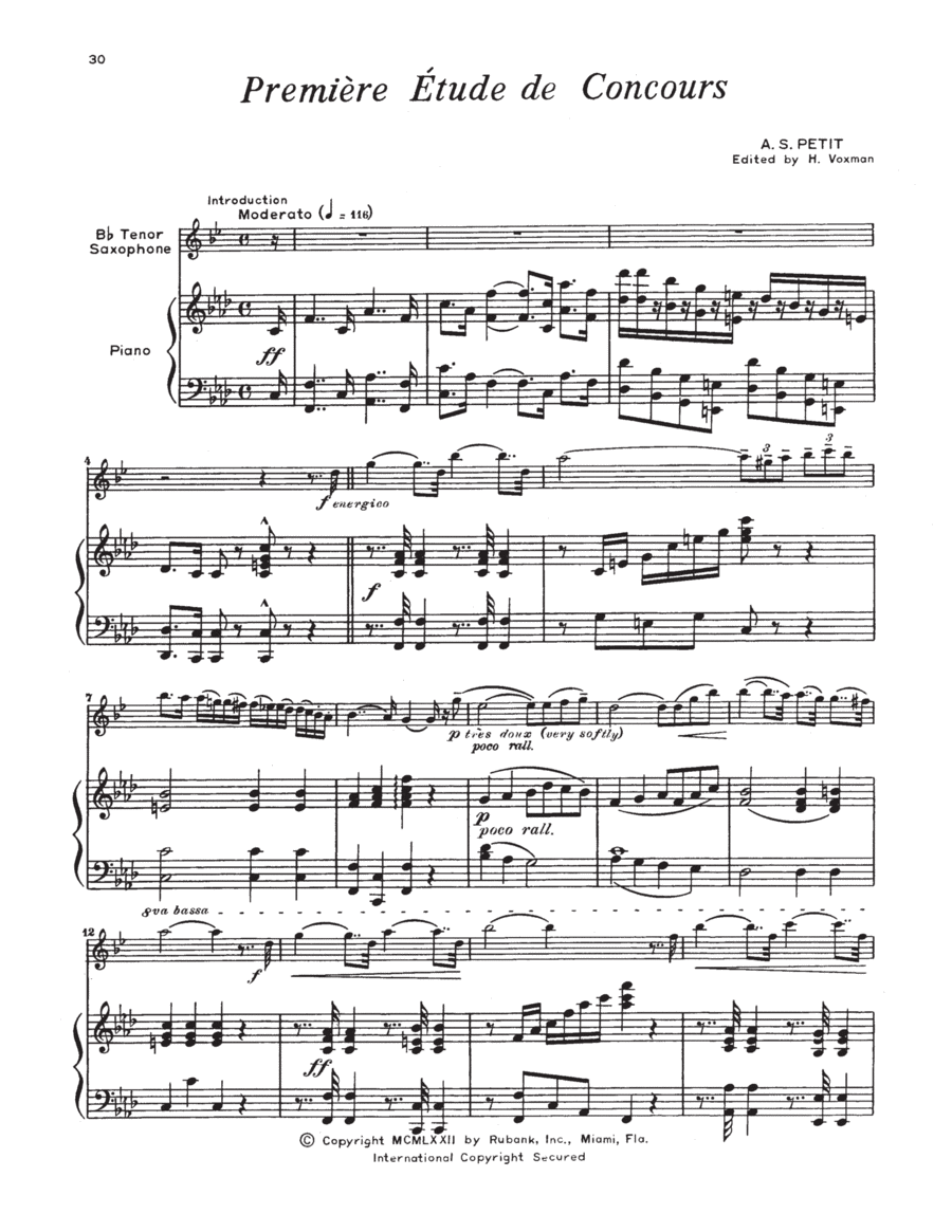 Premiere Etude De Concours Tenor Saxophone Digital Sheet Music Sheet Music Plus
