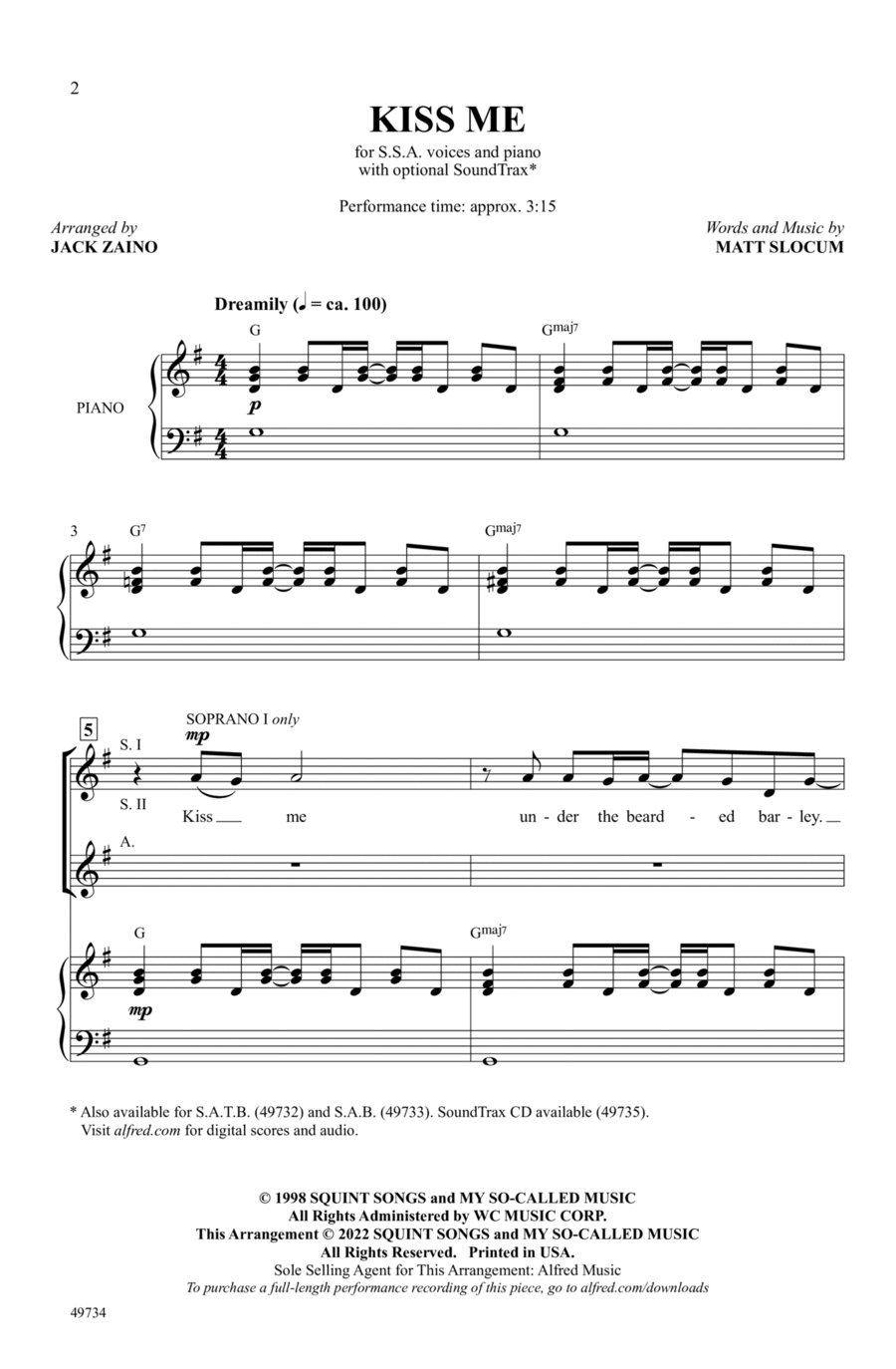 Kiss Me Choir scores gallery preview page 1