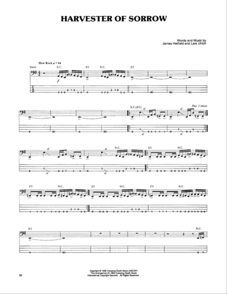 Harvester Of Sorrow Harvester Of Sorrow Guitar Tablature scores gallery preview page 1