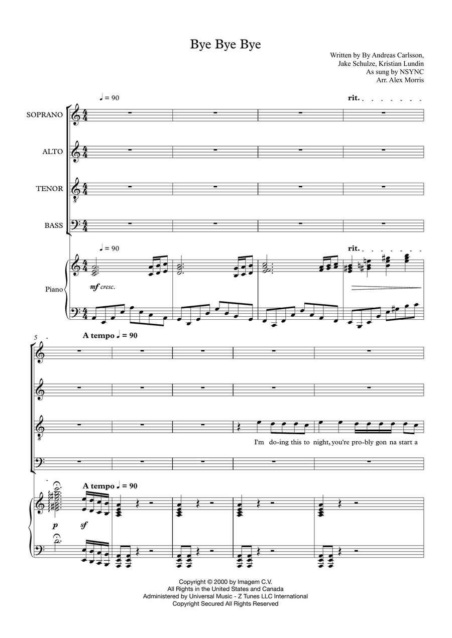 Bye Bye Bye Bye Bye Bye 4-Part scores gallery preview page 1