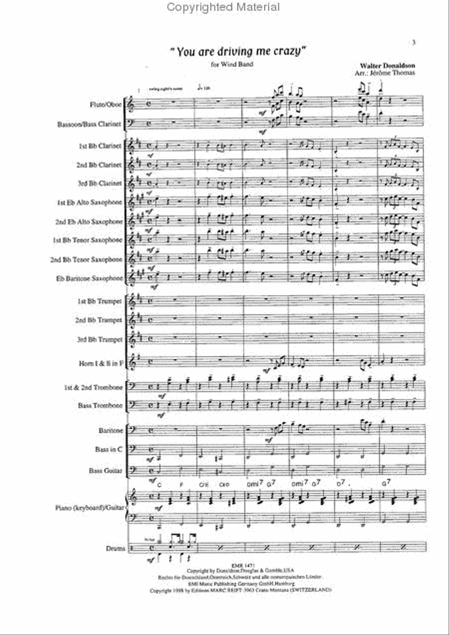You Are Driving Me Crazy Concert Band scores gallery preview page 3