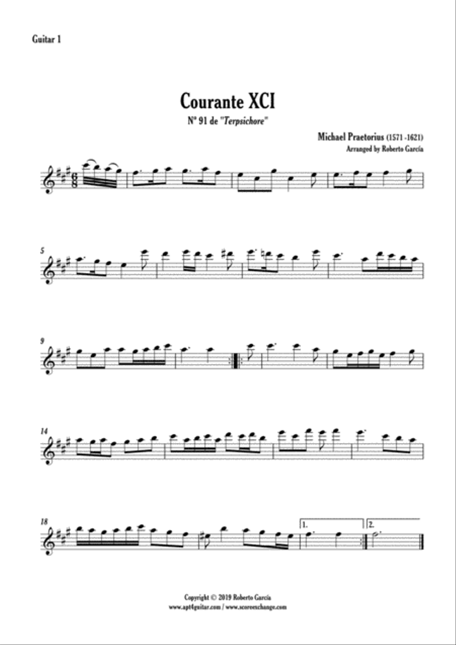 Courante XCI Guitar Ensemble scores gallery preview page 4