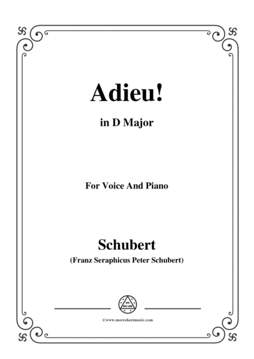 Schubert-Adieu!,in D Major,for Voice&Piano image number null