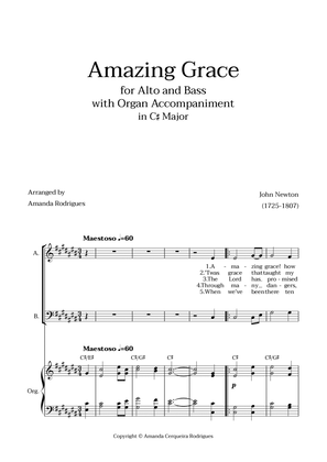 Book cover for Amazing Grace in C# Major - Alto and Bass with Organ Accompaniment and Chords