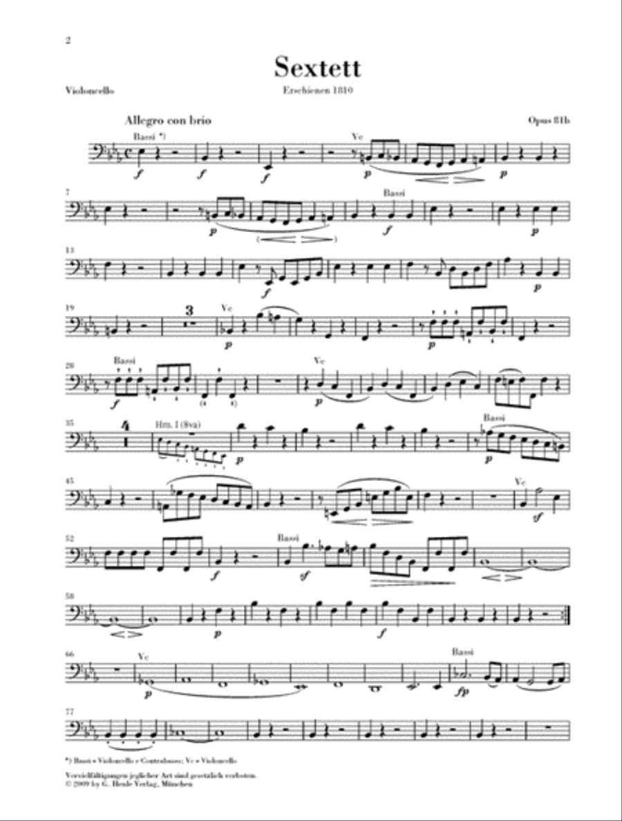 Sextet in E-flat Major, Op. 81b Horn scores gallery preview page 7