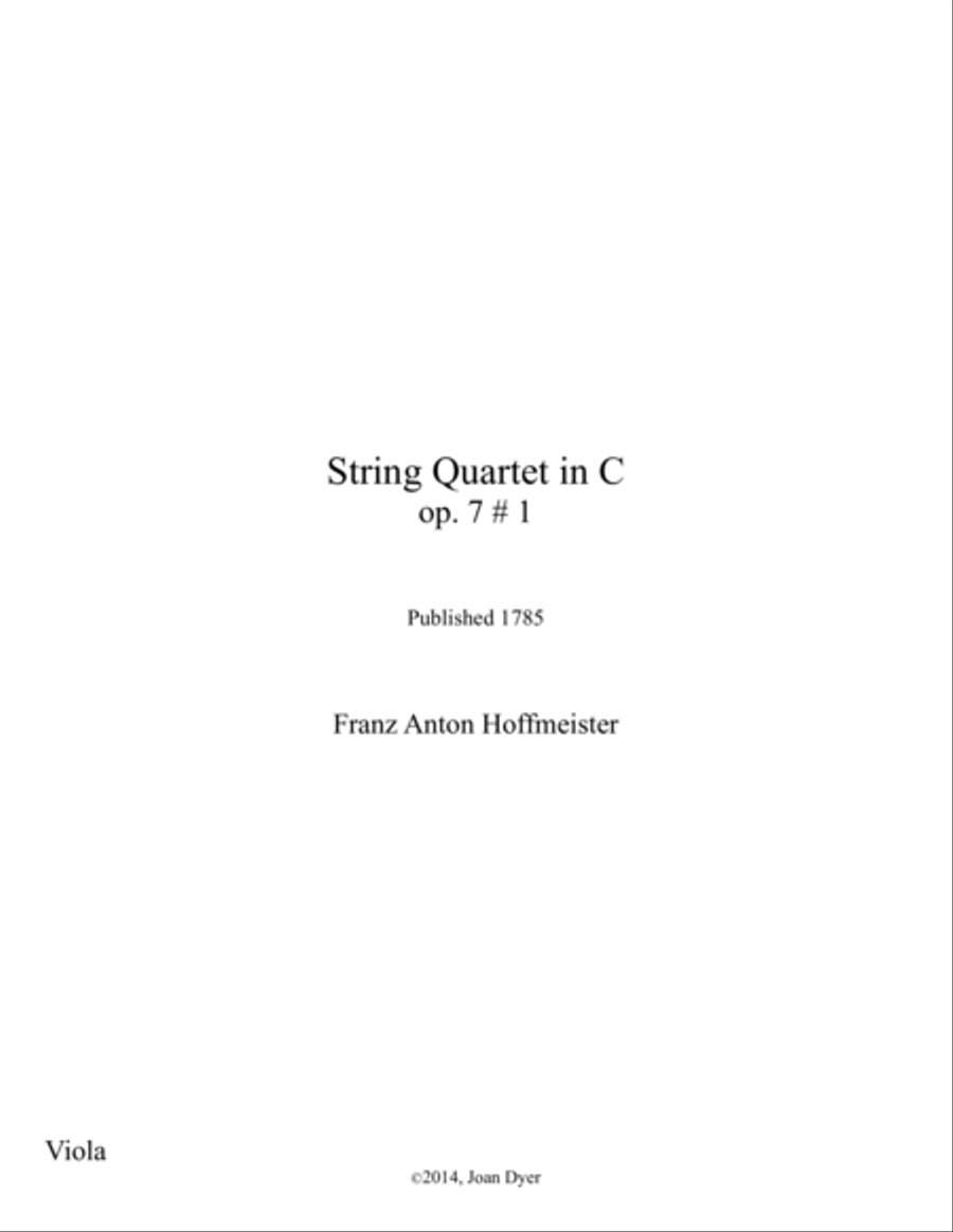 String Quartet in C major, Op.7 No. 1, viola String Quartet scores gallery preview page 1