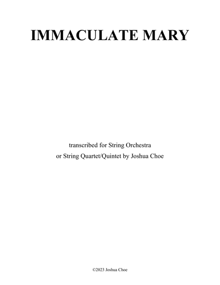 Immaculate Mary (Version for String Orchestra) image number null